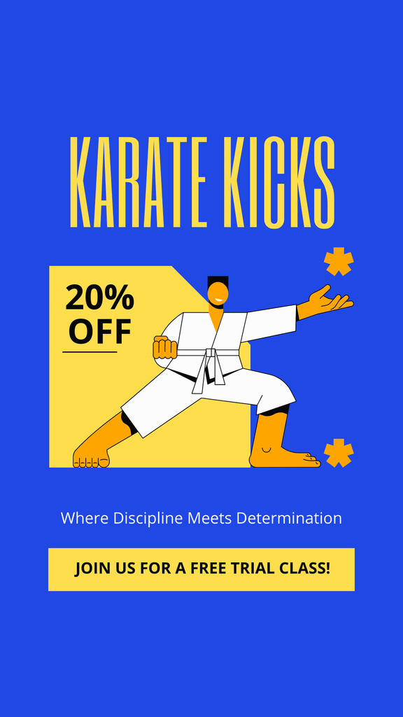 Ontwerpsjabloon van Instagram Story van Ad of Karate Classes with Offer of Discount