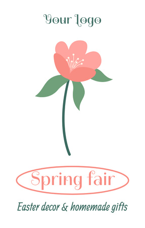 Ontwerpsjabloon van Invitation 4.6x7.2in van Easter Holiday Fair Announcement with Pink Flower