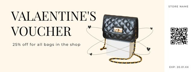 Gift Voucher for Women's Bags for Valentine's Day Coupon Design Template