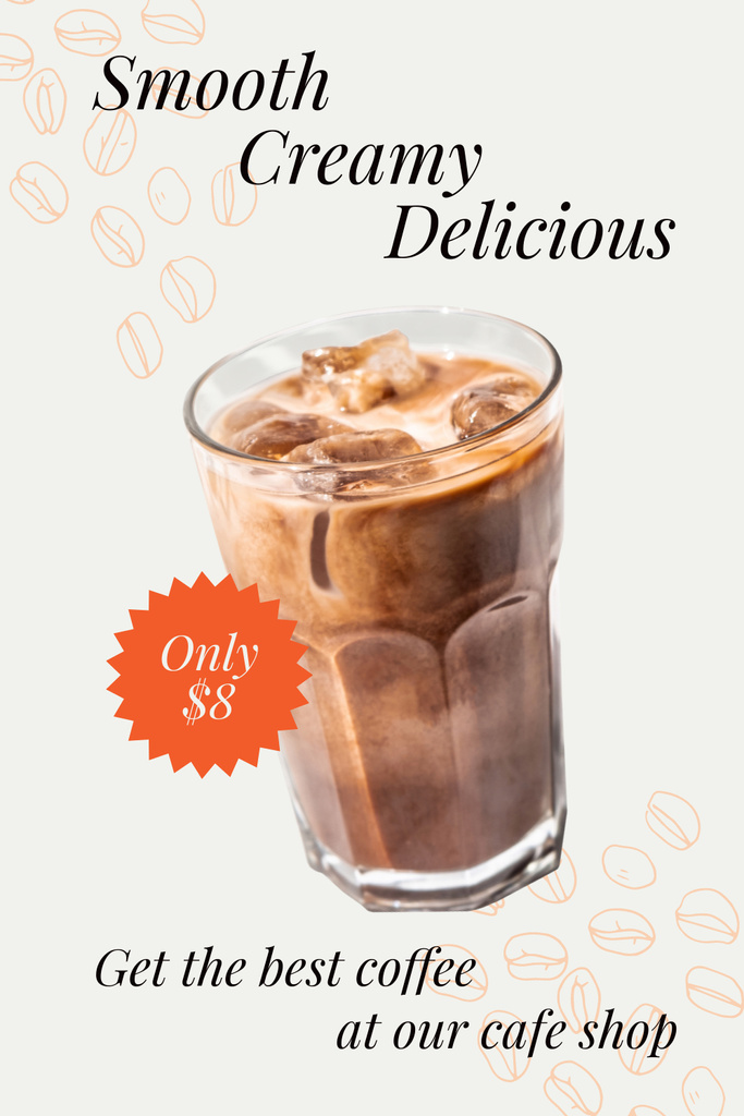 Ontwerpsjabloon van Pinterest van Delicious Iced Latte For Fixed Price In Coffee Shop