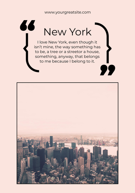 Inspirational Citation about New York City Poster 28x40in Πρότυπο σχεδίασης