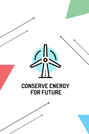 Conserve Energy Wind Turbine Icon Invitation 6x9in Design Template
