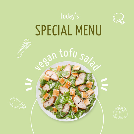 Özel Vegan Tofu Salatası Teklifi Instagram Tasarım Şablonu