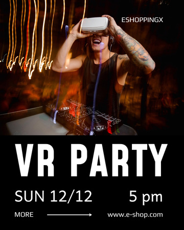 Awesome Virtual Party With VR Headset Announcement Poster 16x20in – шаблон для дизайну