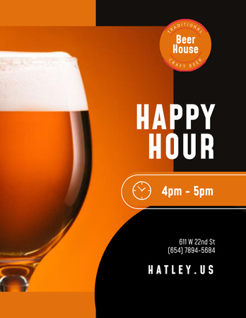 Beer Lovers' Happy Hour Delight Flyer 8.5x11in Design Template