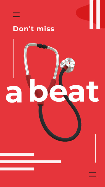 Doctors stethoscope on red background Instagram Story Design Template