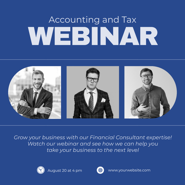 Webinar about Accounting and Tax LinkedIn post Modelo de Design