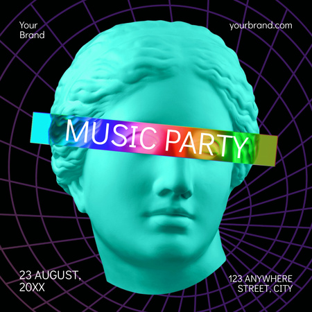 Music Party Announcement with Antique Statue Instagram Design Template