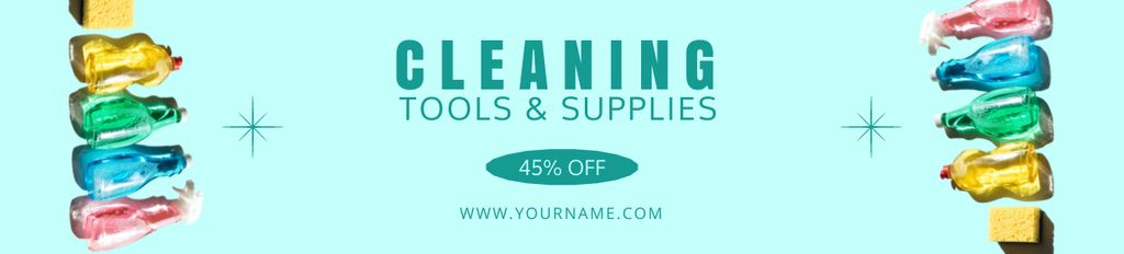 Household Cleaning Tools and Supplies Colorful Ebay Store Billboard Tasarım Şablonu