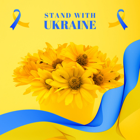 Wonderful Sunflowers And Supporting Ukraine Quote Instagram Design Template