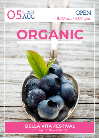Blueberries for Organic food festival Flayer Design Template