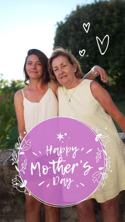 Parabéns do dia das mães com esboço de flores e corações TikTok Video Modelo de Design