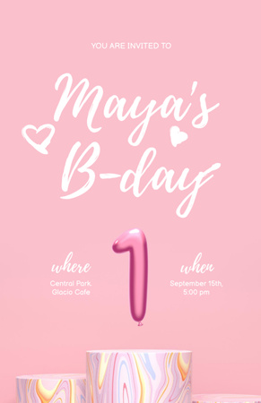 Szablon projektu One year old Baby Birthday Celebration Announcement Invitation 5.5x8.5in