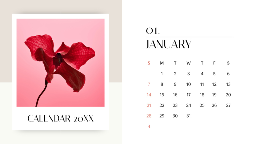 Beautiful Flowers in Frames Calendar – шаблон для дизайну