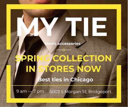 Férfi divat nyakkendő tavaszi kollekció ajánlat Large Rectangle tervezősablon