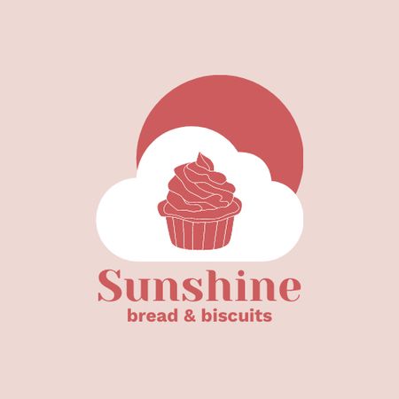 Bakery Ad with Pink Cupcake Logoデザインテンプレート