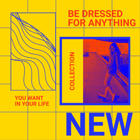 Modèle de visuel Annonce de collection de mode avec la silhouette de la femme - Instagram