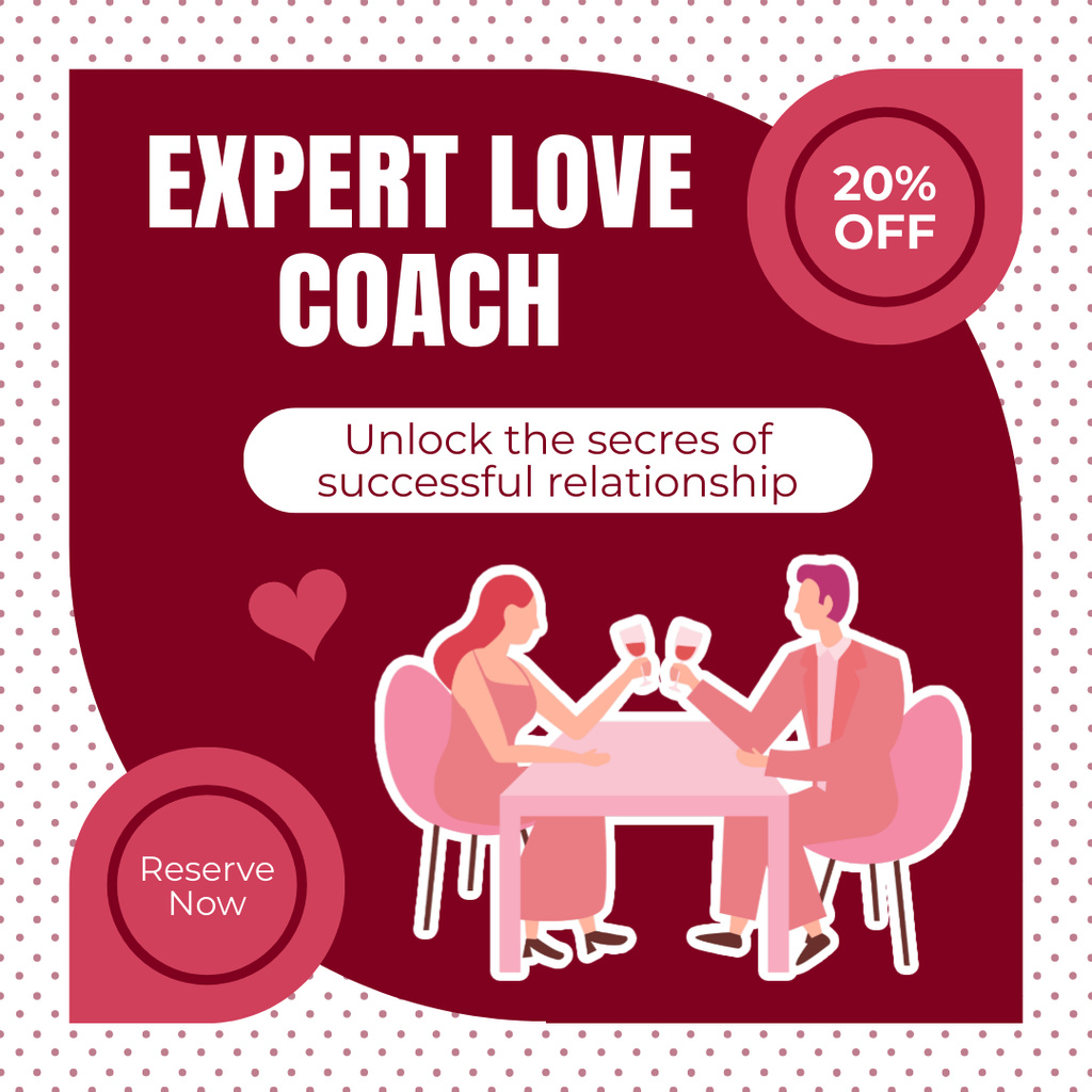 Matchmaking Coach Promotion on Red Instagram AD Design Template