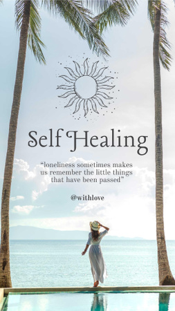 Self Healing Quote with Woman by the Sea Instagram Story Design Template
