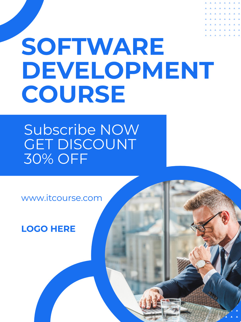Man on Software Development Course Poster USデザインテンプレート