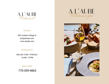 Restaurant Ad with Modern Minimalistic Interior Brochure 8.5x11in Bi-fold – шаблон для дизайну
