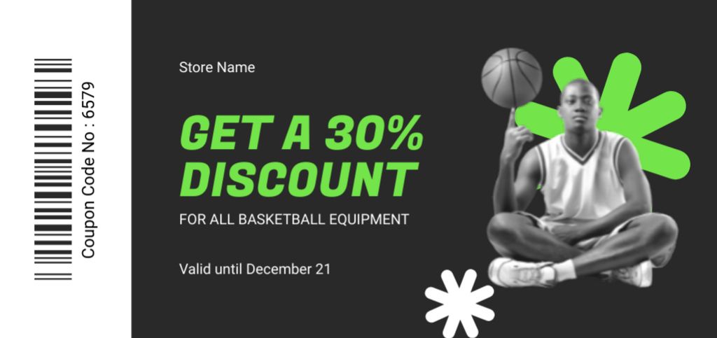 Szablon projektu Durable Basketball Equipment With Discount Offer Coupon Din Large
