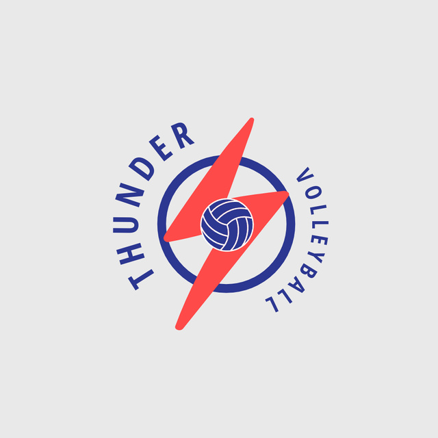 Volleyball Sport Club Emblem with Red Lightning Logo Πρότυπο σχεδίασης
