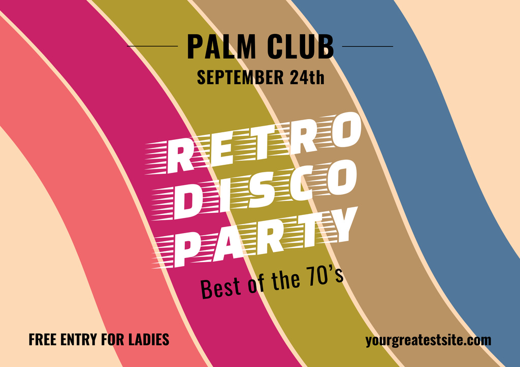 Welcome to Retro Disco Party Poster B2 Horizontal Šablona návrhu
