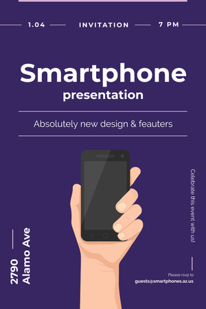 Invitation to new smartphone presentation Pinterest Design Template