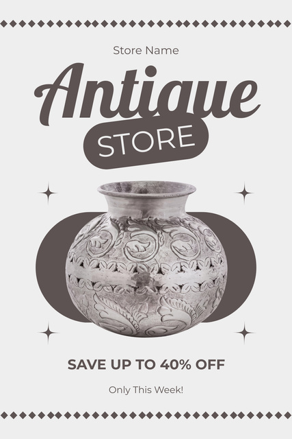 Designvorlage Time-Honored Vase With Ornaments At Reduced Price Offer für Pinterest