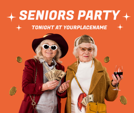 Анонс вечеринки для пожилых людей сегодня вечером в доме Facebook – шаблон для дизайна