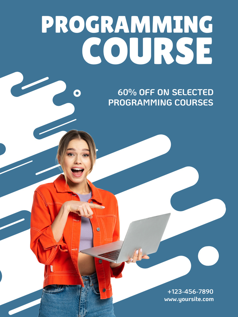 Discount on Computer Programming Course Poster US – шаблон для дизайна