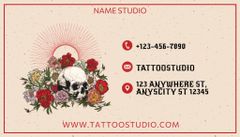 Tattoo Studio Ad with Flowers and Skull
