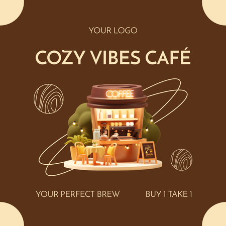 Platilla de diseño Perfect Coffee Offer In Cafe With Promo For Client Instagram AD