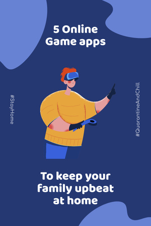 Template di design #QuarantineAndChill Online Game apps Ad with Happy Family Pinterest
