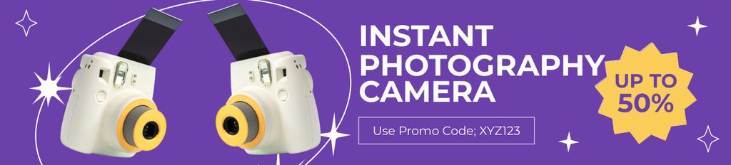 Ontwerpsjabloon van Ebay Store Billboard van Special Offer of Instant Photography Camera Sale