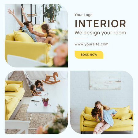 Vivid Interior for Family with Kids Instagram AD Design Template