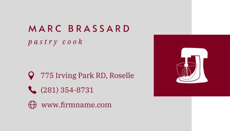 Pastry Cook Services Offer with Mixer Illustration Business Card US Design Template