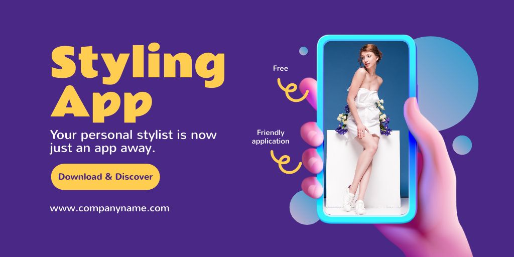 Styling App Promo on Purple Twitter Modelo de Design