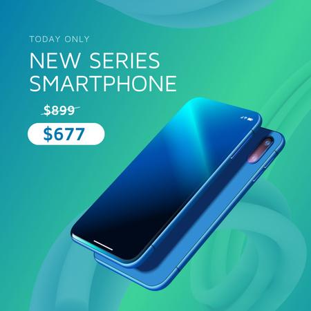 Sale of New Series of Smartphones in Blue Color Instagram AD Šablona návrhu