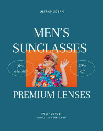 Designvorlage Men's Sunglasses Sale Offer für Poster 22x28in