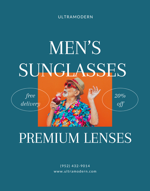 Ontwerpsjabloon van Poster 22x28in van Men's Sunglasses Sale Offer