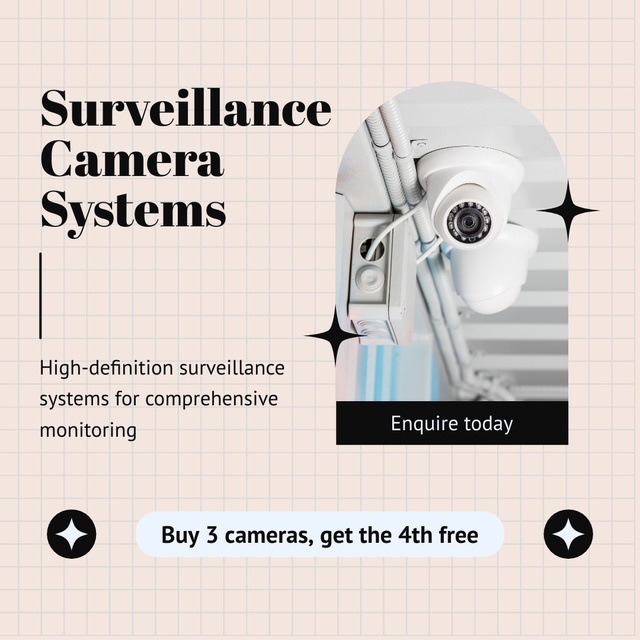 High Technology Surveillance Systems Instagram AD Šablona návrhu