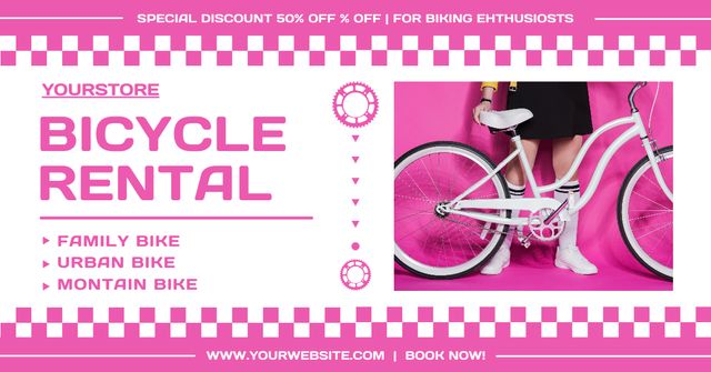 Rental Bicycles for Girls Facebook AD Design Template