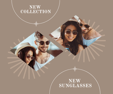 Ontwerpsjabloon van Facebook van New Collection of Sunglasses Offer
