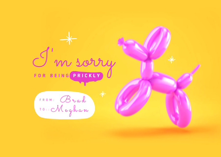 Cute Apology Phrase with Inflatable Poodle Card Tasarım Şablonu