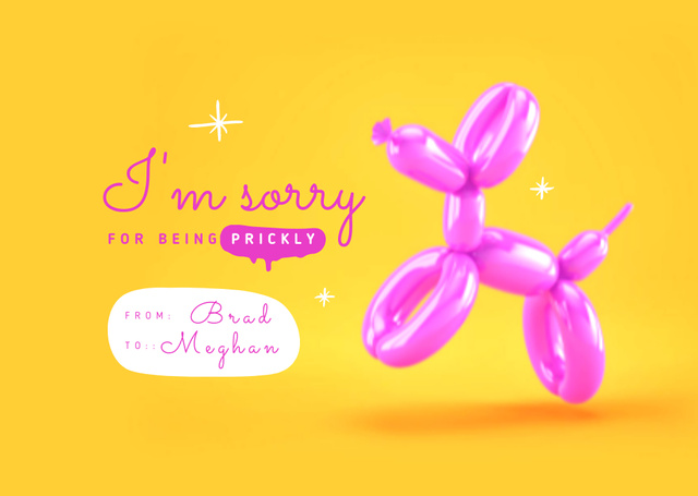 Cute Apology Phrase with Inflatable Poodle Card Design Template