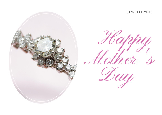 Jewelry Offer on Mother's Day on White Postcard Design Template