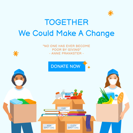 Please Donate to Volunteer Organization for People in Need Instagram Design Template