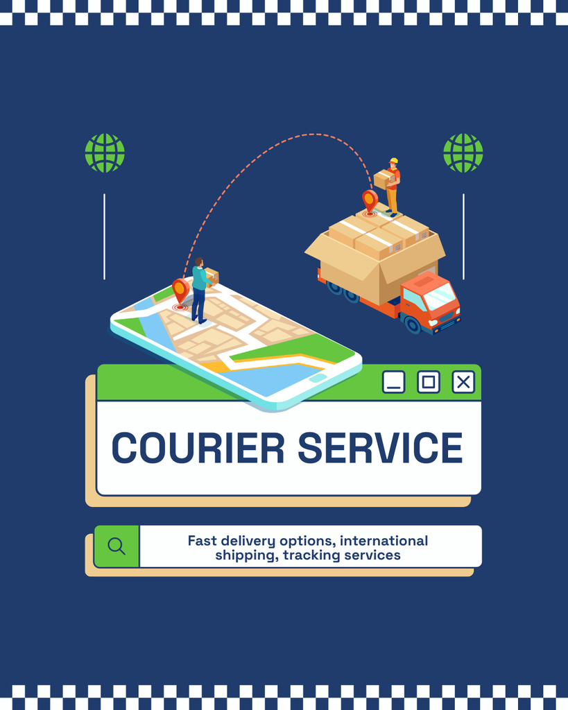 Template di design Courier Services with Mobile App Developed Instagram Post Vertical